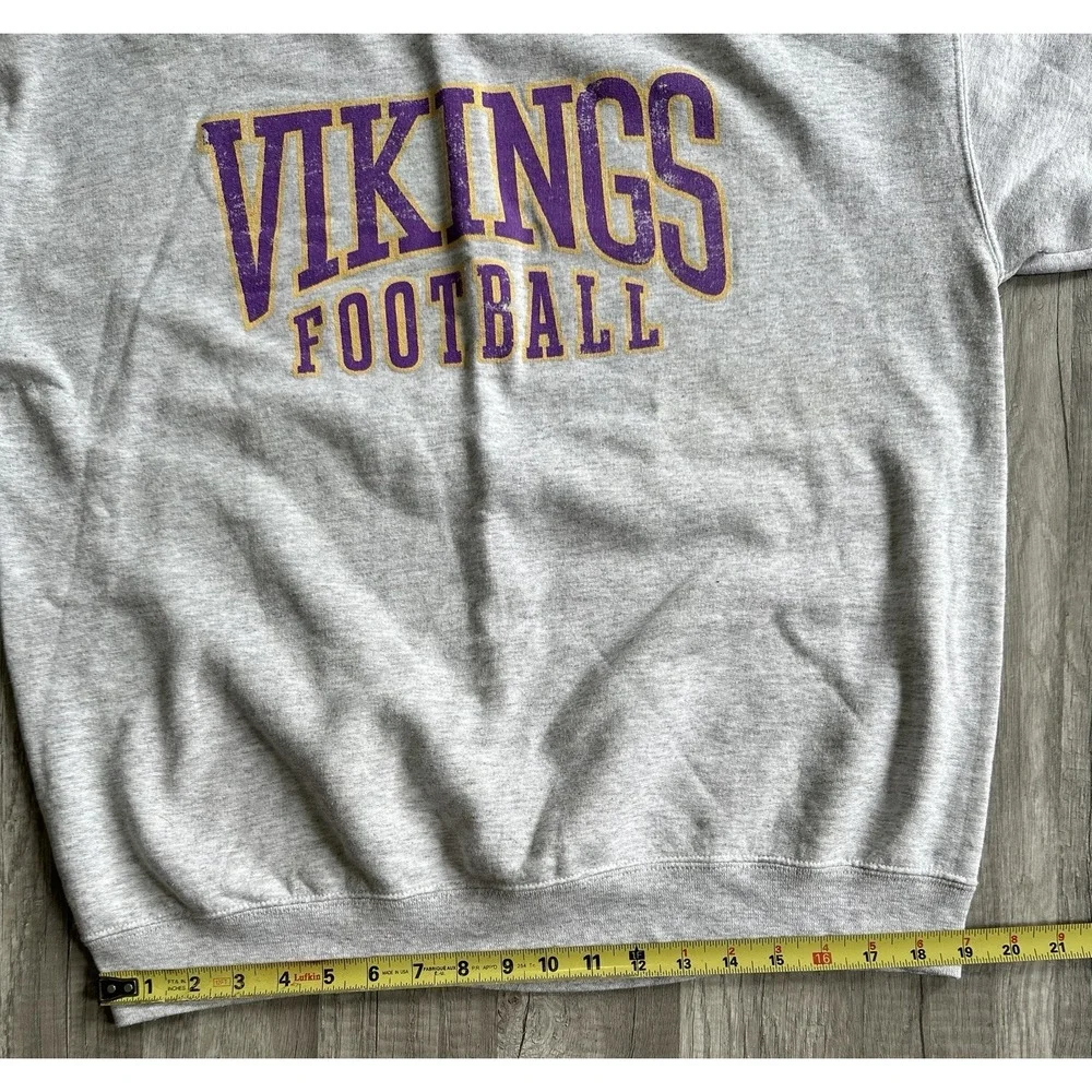 Jerzees Minnesota Vikings Crewneck Sweatshirt Size Large Gray Unisex